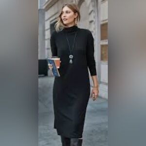 J Jill Wearever black turtleneck midi dress. Size L. EUC
